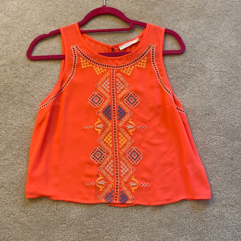 Lush Embroidered Open Back Top Size Small